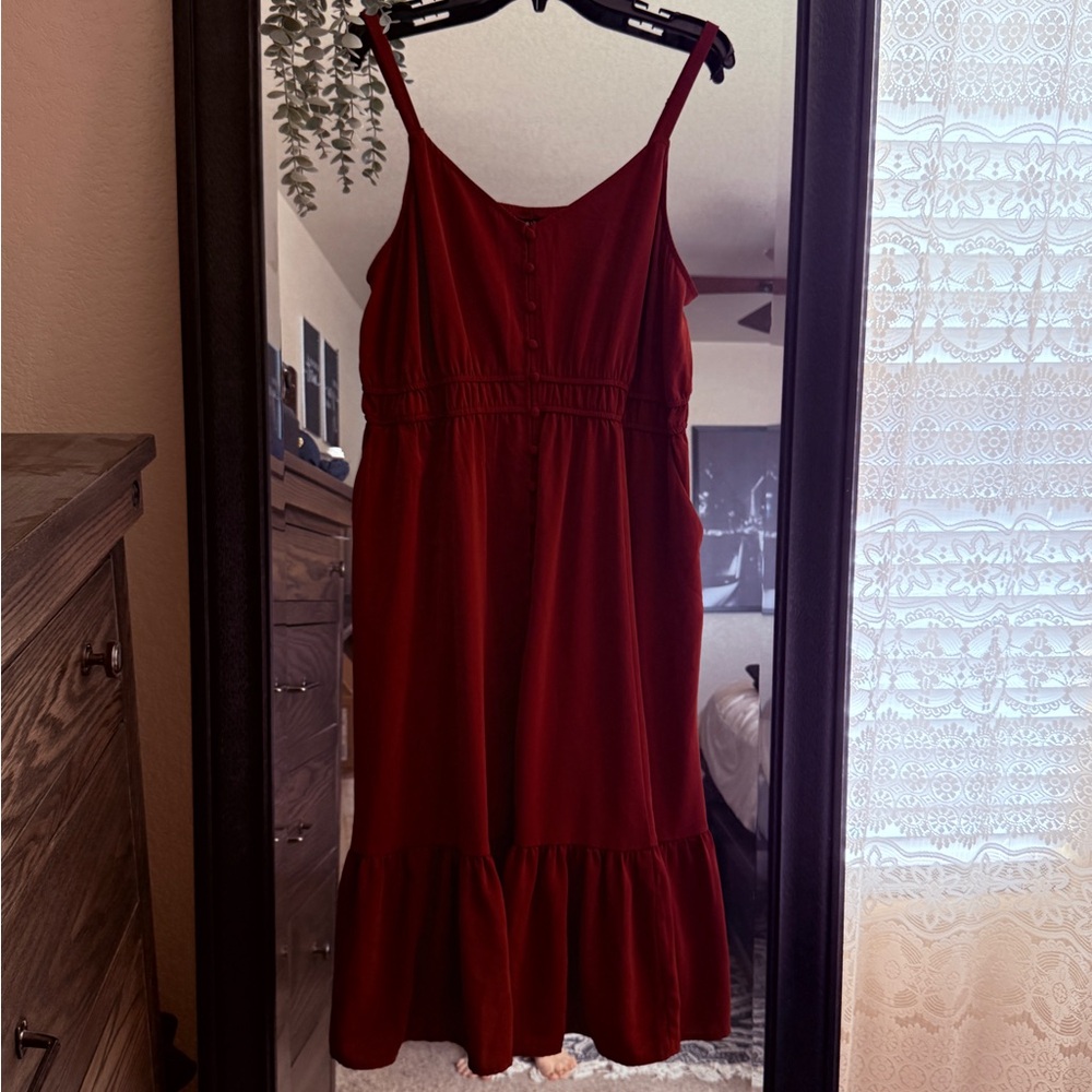 Torrid deep orange Midi Dress with Ruffle Hem